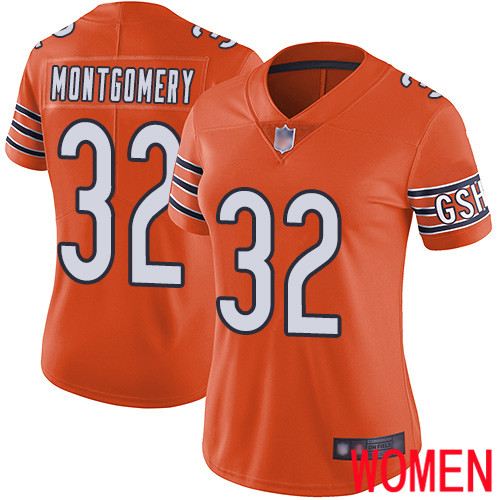 Chicago Bears Limited Orange Women David Montgomery Alternate Jersey NFL Football #32 Vapor Untouchable